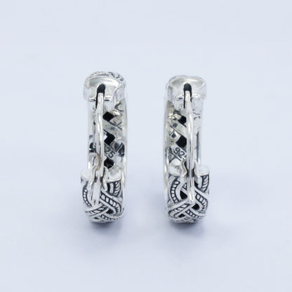 hoop earrings 925 sterling silver with rope style and antique finishing
