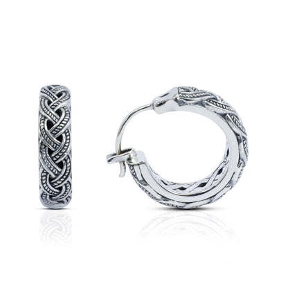hoop earrings 925 sterling silver with rope style and antique finishing