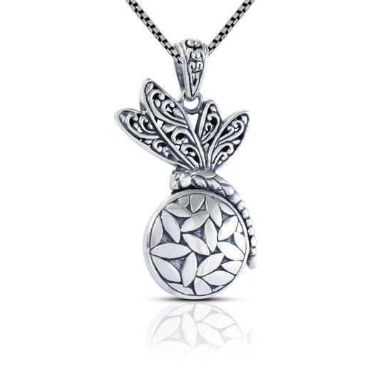 925 sterling silver pendant dragonfly ornament rice field inspired decorated with filigree art