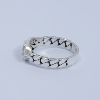 lotus ring 925 sterling silver with genuine black spinel and chain ornament