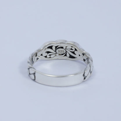 lotus ring 925 sterling silver with genuine black spinel and chain ornament
