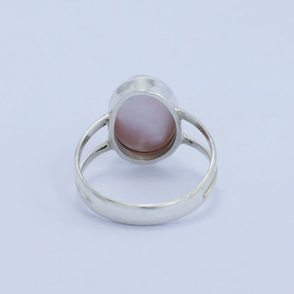 oval pearl ring 925 sterling silver genuine pink mabe pearl split shank style