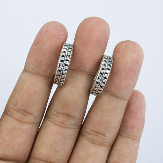 silver hoop earrings 925 sterling silver decorated with classic ornament