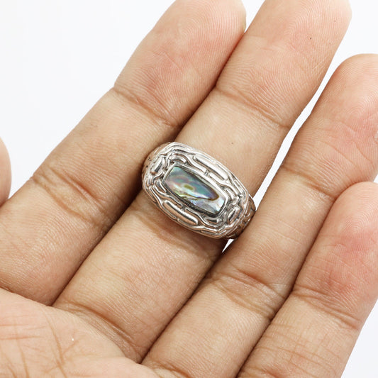 abalone ring 925 sterling silver decorated with Constantin chain inspired
