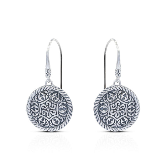mosaic earrings 925 sterling silver decorated with cable ornament edge