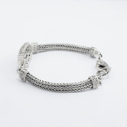 black diamond bracelet 925 sterling silver and 18K yellow gold with bar ornament and lobster claw lock