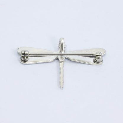 Dragonfly pendant and brooch 925 sterling silver with 18K yellow gold decorated with swirl filigree ornament