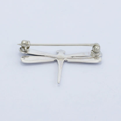 Dragonfly brooch 925 sterling silver and 18K yellow gold decorated with detailed filigree