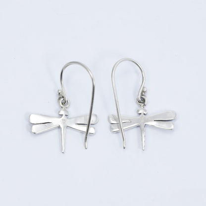 925 sterling silver dragonfly earrings dangle drop with 18K yellow gold and detailed filigree