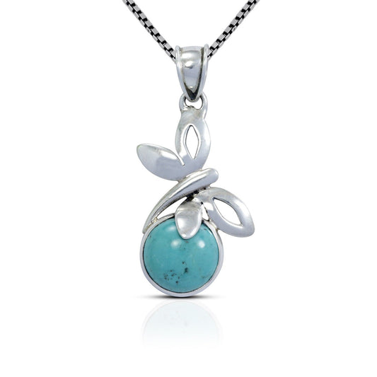 Turquoise necklace 925 sterling silver with dragonfly ornament handmade