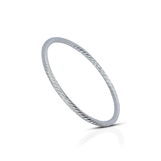 Solid Silver bangle 925 sterling silver with cable style woven in 7" inch circumference