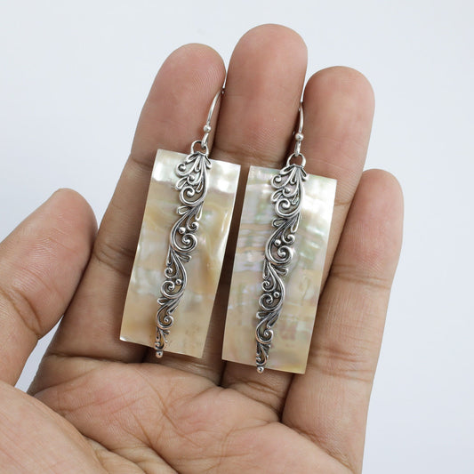genuine golden blister earrings 925 sterling silver decorated with swirl drop filigree ornament