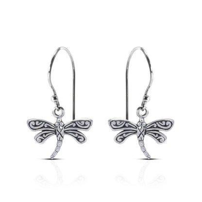 dragonfly earrings 925 sterling silver decorated with swirl filigree ornament