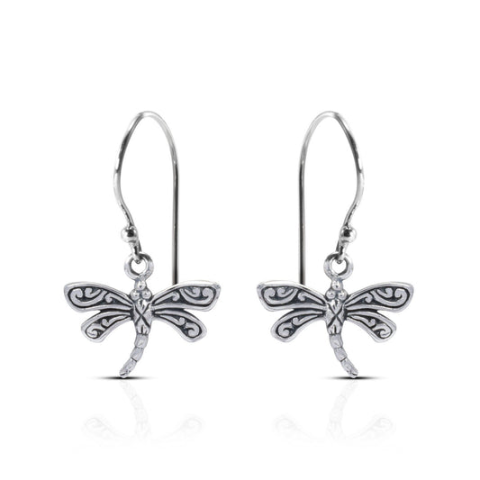dragonfly earrings 925 sterling silver decorated with swirl filigree ornament