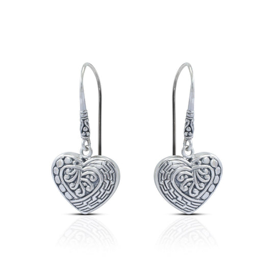 925 sterling silver earrings heart shape decorated with filigree ornament